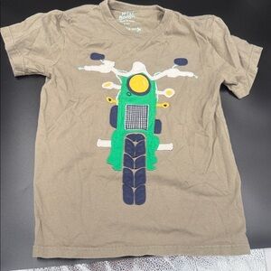 Mini Boden Brown Tee with Blue and Yellow Motorcycle